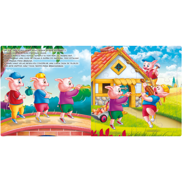Livro quebra-cabeça Os três Porquinhos - Blu Editora no bebefacil